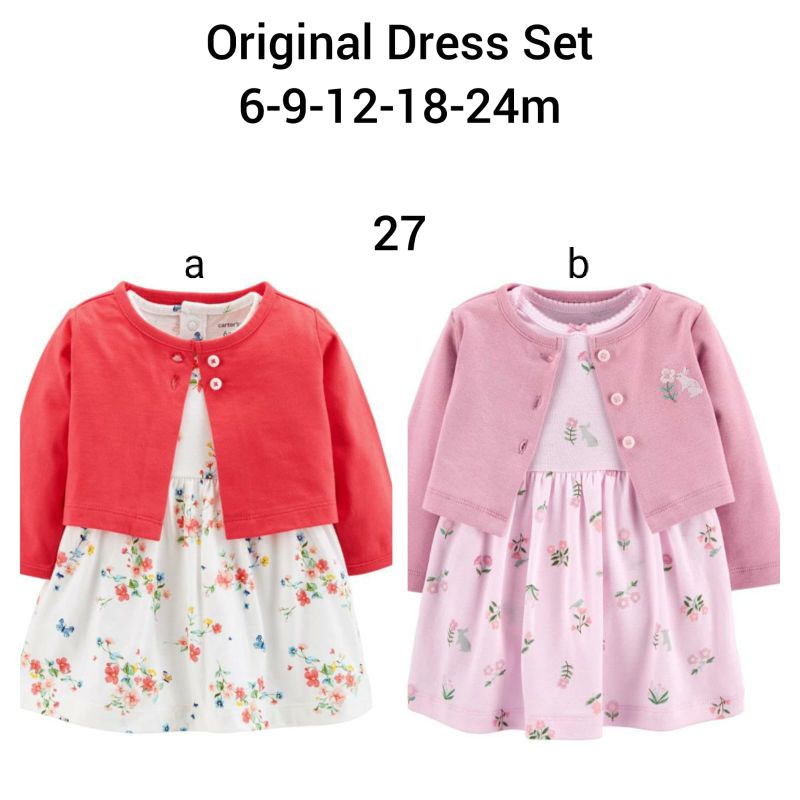 Set Cardigan bayi/ Dress romper bayi/ baju bayi import