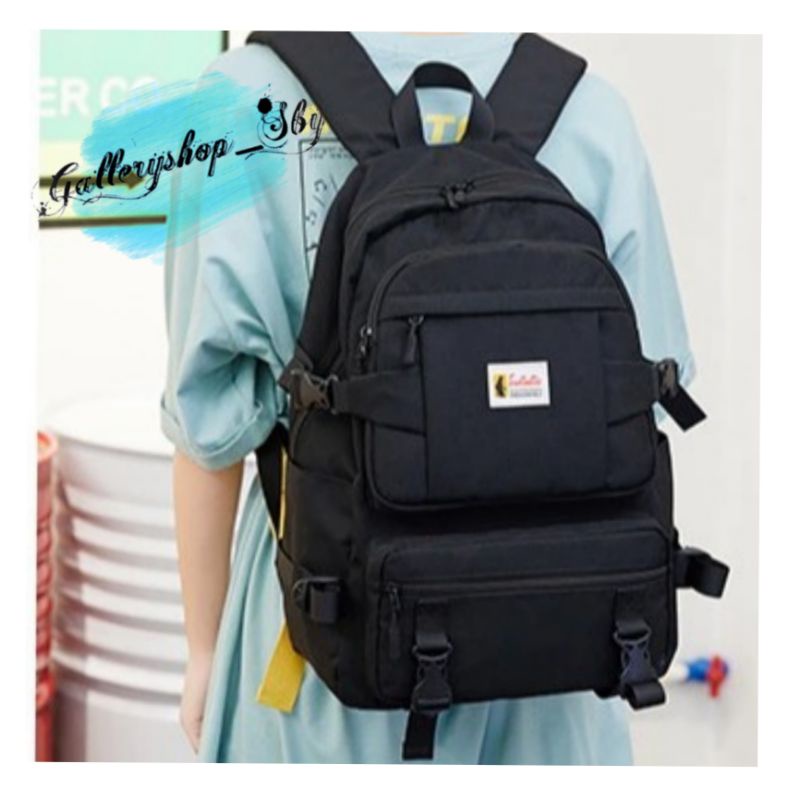 BACKPACK TAS RANSEL HITAM TRAVEL RENANG UNTUK BAJU SEKOLAH KERJA KULIAH PRIA WANITA COWOK CEWEK kece