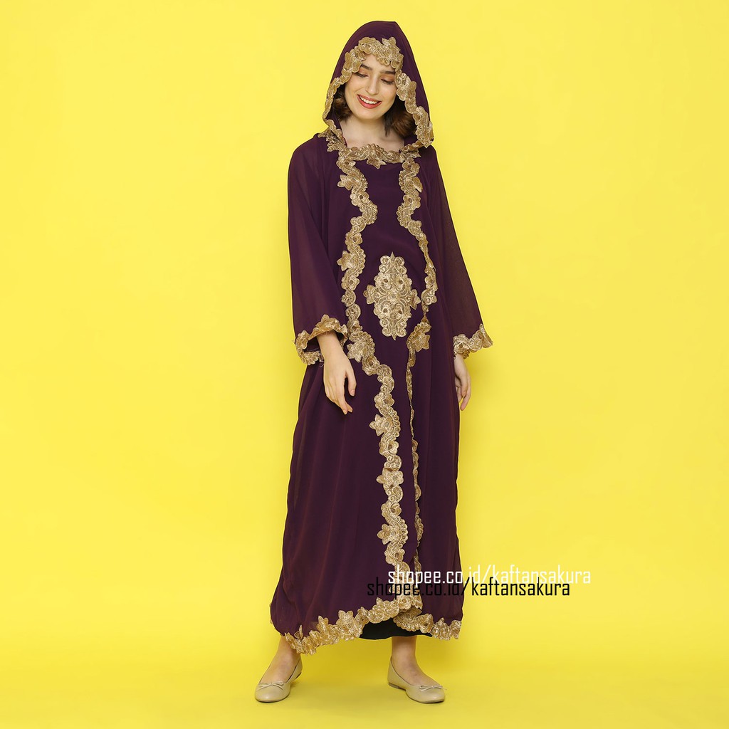 Gamis Kapucong Bordir Hoodie gamis Lebaran Terbaru Warna Hitam Putih Maroon Ungu Hijau uk all size