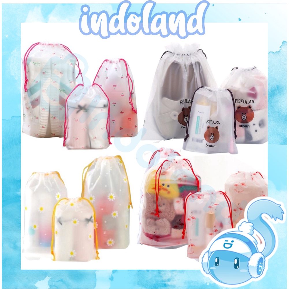 ☀INDOLAND☀ Travel Pouch Organizer Serbaguna Tas Serut Kosmetik Motif Anti Air COD R080