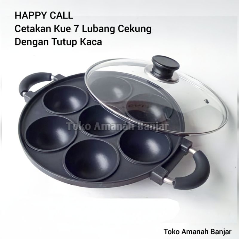 Cetakan Kue 7 Lubang | Anti Lengket | Free Tutup Kaca | Merk Happycall/HC/Suggo