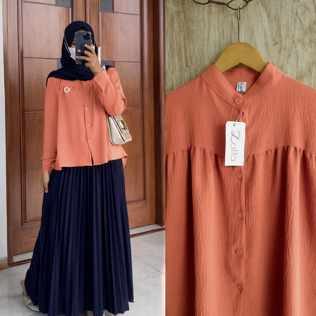 RANIA blouse by ZALFA OUTFIT / Blouse crincle / kemeja rayon / kemeja polos