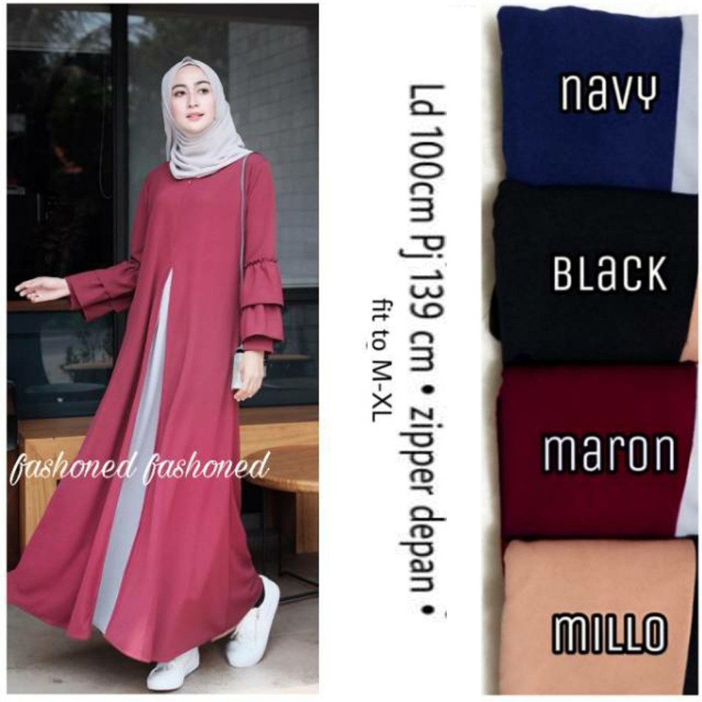 ALIZA MAXY Gamis remaja polos model terbaru kekinian 2023 / baju wanita Dress murah Up To Date size fit M L XL