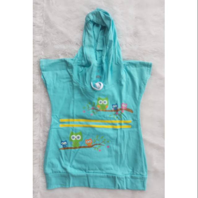 Kaos anak perempuan hoddie bertopi