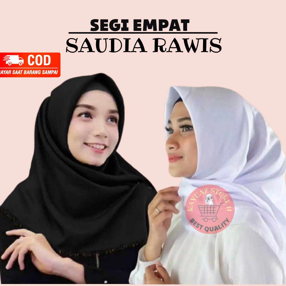 Hijab Segi Empat Saudia Rawis  Polos | segi empat polos buat sekolah