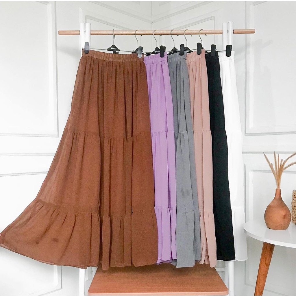 ROK CANDA SUSUN ROK SUSUN MAXI NOURA SKIRT ROK BANGKOK ROK CANDA POLOS PANJANG