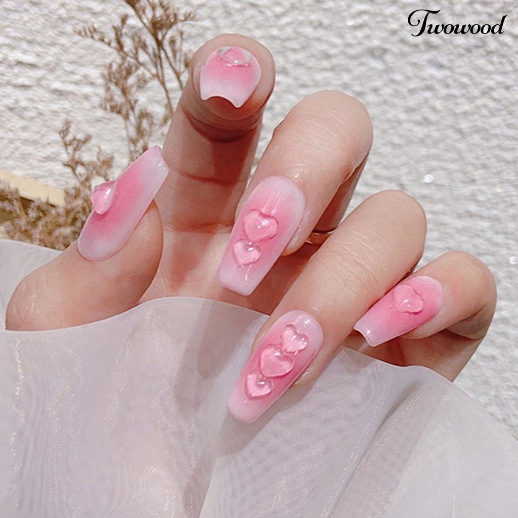 100 Pcs Aksesoris Kuku Flexible Bentuk Hati 3D Bahan Resin Untuk Nail Art