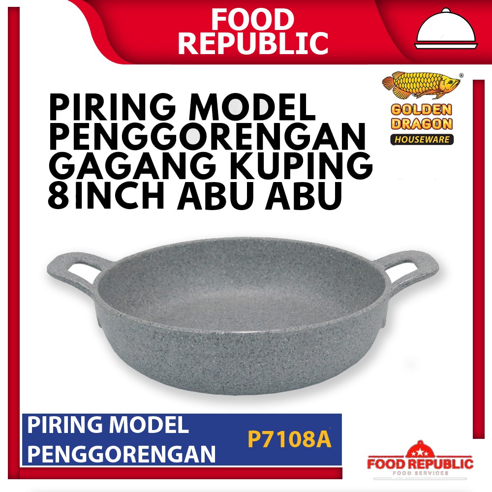 GOLDEN DRAGON PIRING SAJI 8INCH ABU MODEL PENGGORENGAN MELAMINE P7108A