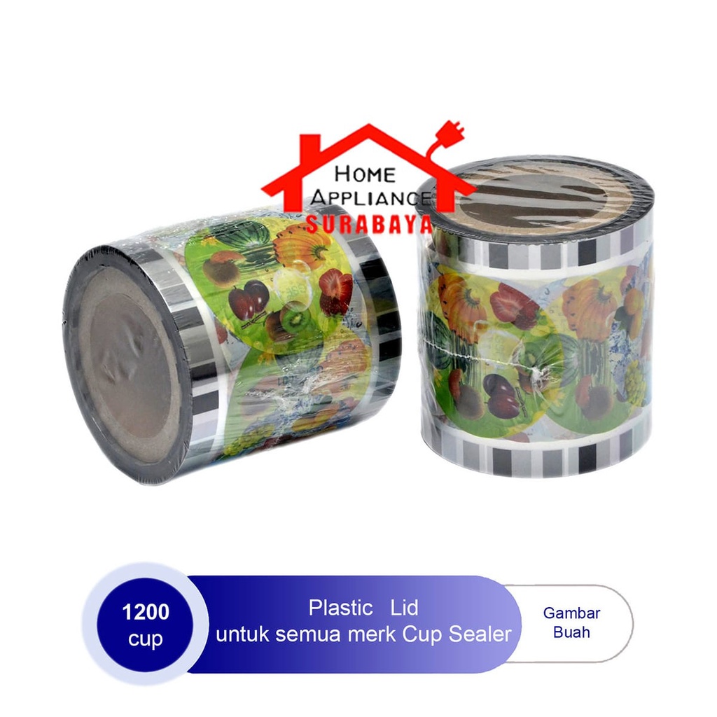 Plastik Lid - Penutup Gelas Plastik Seal Cup Sealer Segala Macam Merk Gelas Motif BUAH / POLOS Isi 1200 Cup PCS
