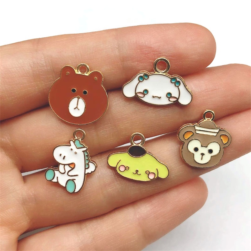 4pcs Liontin Enamel Bentuk Hewan Kuda Monyet Beruang Bahan Alloy Charms