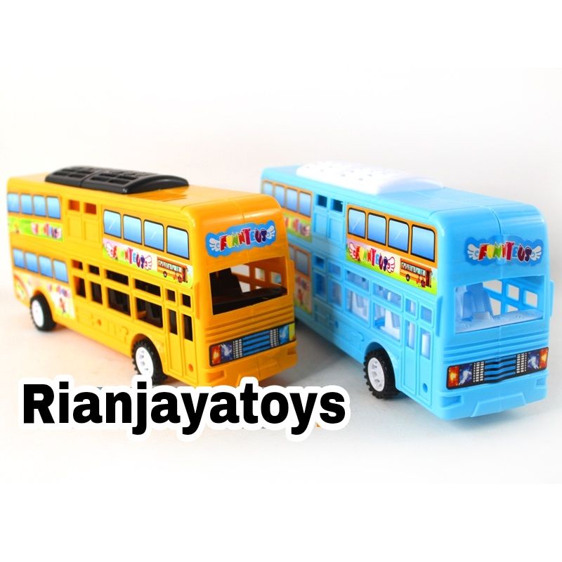 Mainan bus tingkat mobil mobilan pull and go