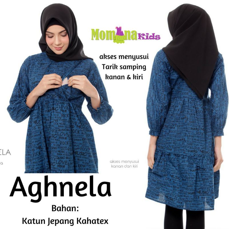 Baju Menyusui Hamil Muslim Kantor Nursingwear Nursing Top Tunik Busui Tarik Samping Aghnela Nuratina