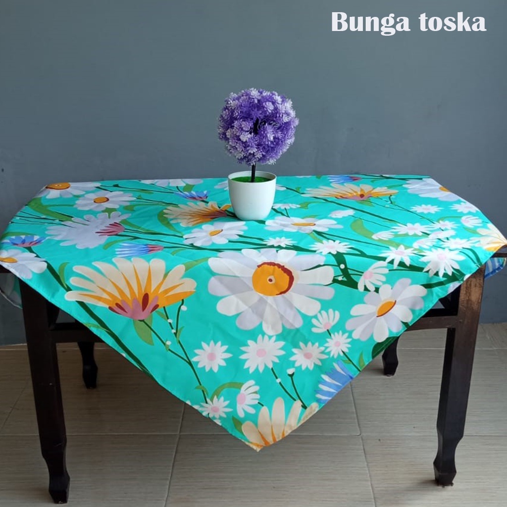 Taplak Cover Alas Meja Bentuk Persegi 100x100 cm Kain Katun Serbaguna Beragam Corak dan Motif Cantik Dan mewah Dekorasi Ruang Tamu