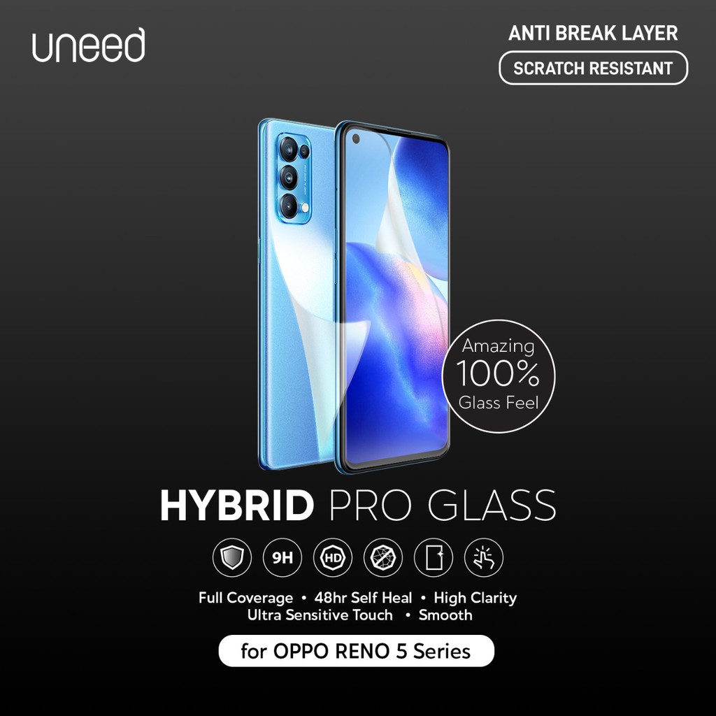 UNEED Hybrid Pro Anti Break Screen Protector Oppo Reno 5 Full Cover