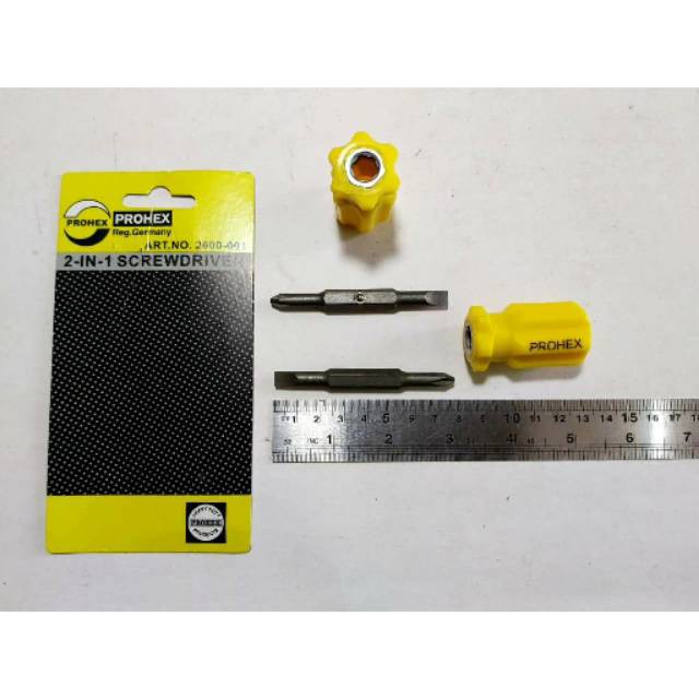 Obeng Pendek Cebol Bolak Balik / 2in1 Screwdriver Merk Prohex/Obeng Mini