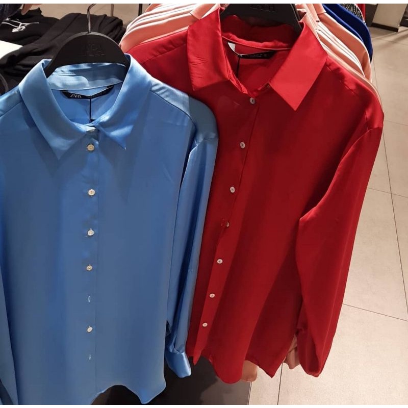 Kemeja Satin polos ZARA NEW arrival Original Mall