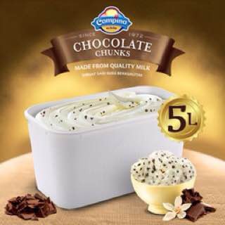 

Ice Cream Campina 5L CHOCOLATE CHUNK/ ES KRIM 5 LITER