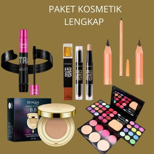 [Cod/Bayar Ditempat] Promo Paket Lengkap Kosmetik - Bioaqua BB Cushion - Maskara Volumizer Lameila -