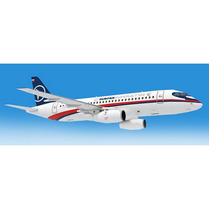 DIY Miniatur Papercraft Pesawat Sukhoi Superjet 100 Aircraft