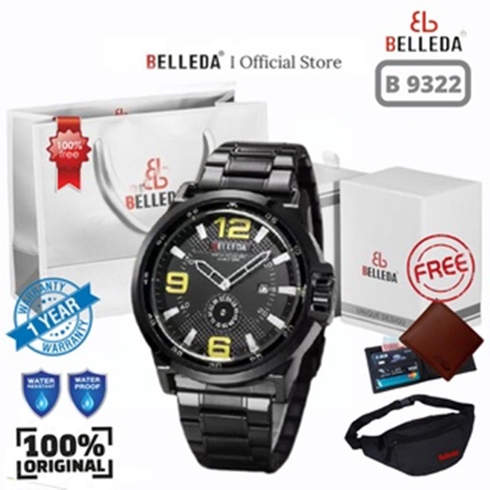 FREE BOX BELLEDA ORIGINAL 9322 MAN WATCH / JAM PRIA ANALOG TAHAN AIR COD JAM TANGAN PRIA WATER RESIS
