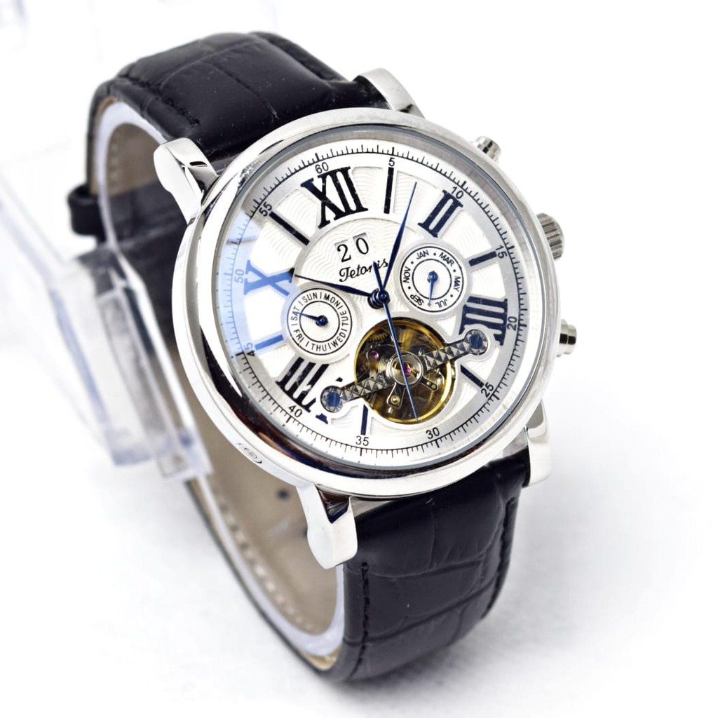 Limited Jam Tangan Pria Tetonis Automatic Romawi Kulit Otomatis ORIGINAL 100%