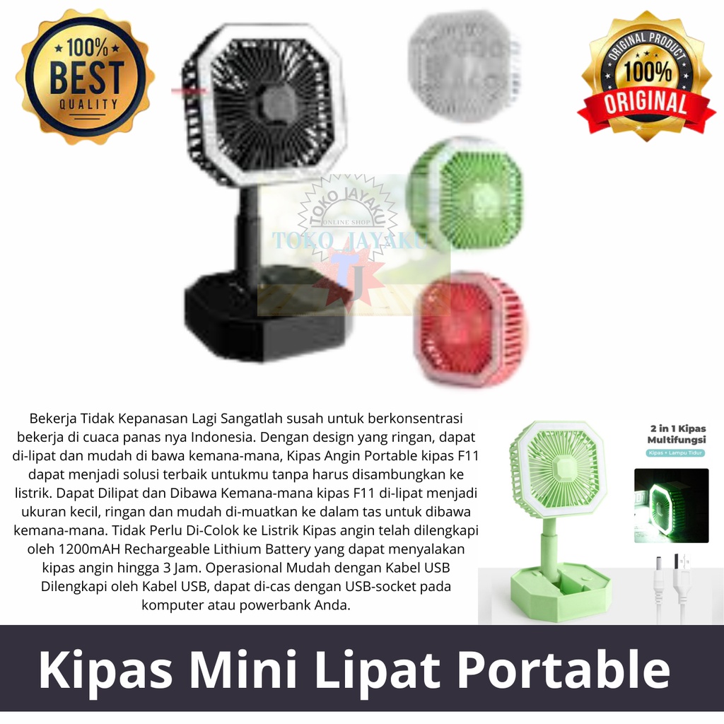 TJ kipas angin mini lipat portable kipas angin lampu tidur cas  kipas kotak lipat lampu led kipas me