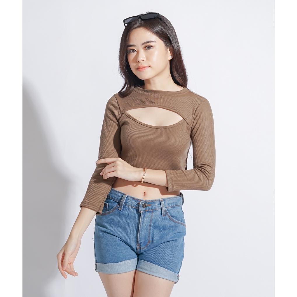 MODAVIE - KARA Longsleeve Baju Atasan Crop Top Lengan Panjang Crop Tee Korea