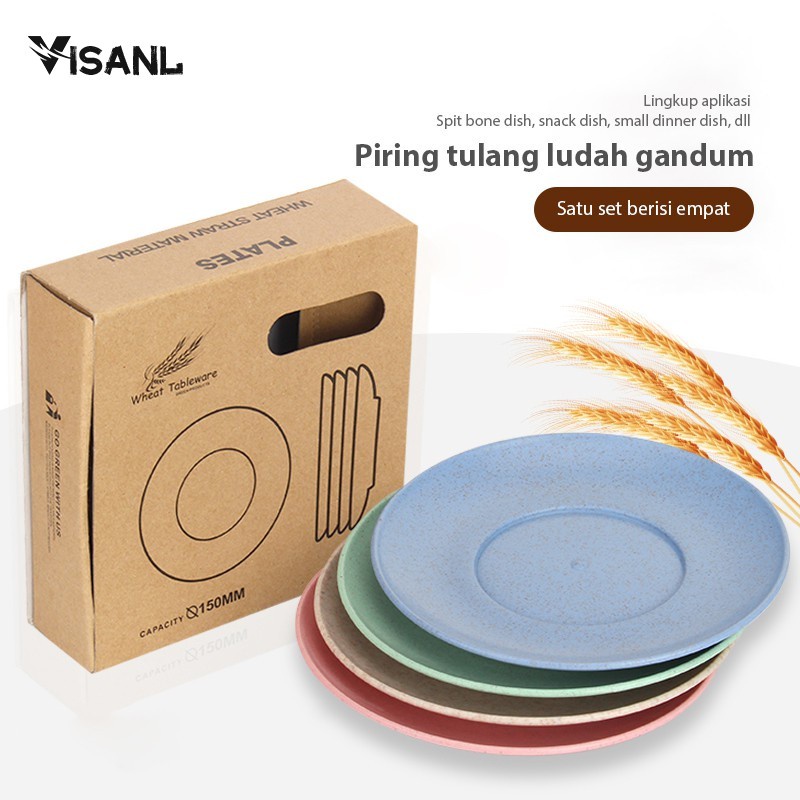 4 pcs Piring jerami gandum   piring kue segar kecil yang lucu  meludah piring tulang /VS-18