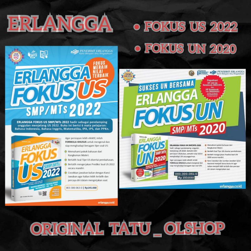 Buku Erlangga Fokus US 2022 Erlangga Fokus UN 2020 Erlangga Fokus US 2023 SMP MTs Original