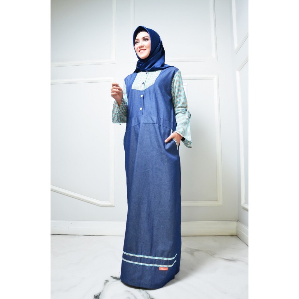 Baju Muslim Gamis Nibras NB 171 Biru Cantik Murah