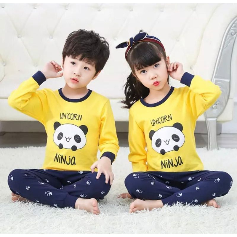 Baju Tidur Anak/Setelan Anak Couple Celana Panjang /Piyama Set Anak laki laki perempuan