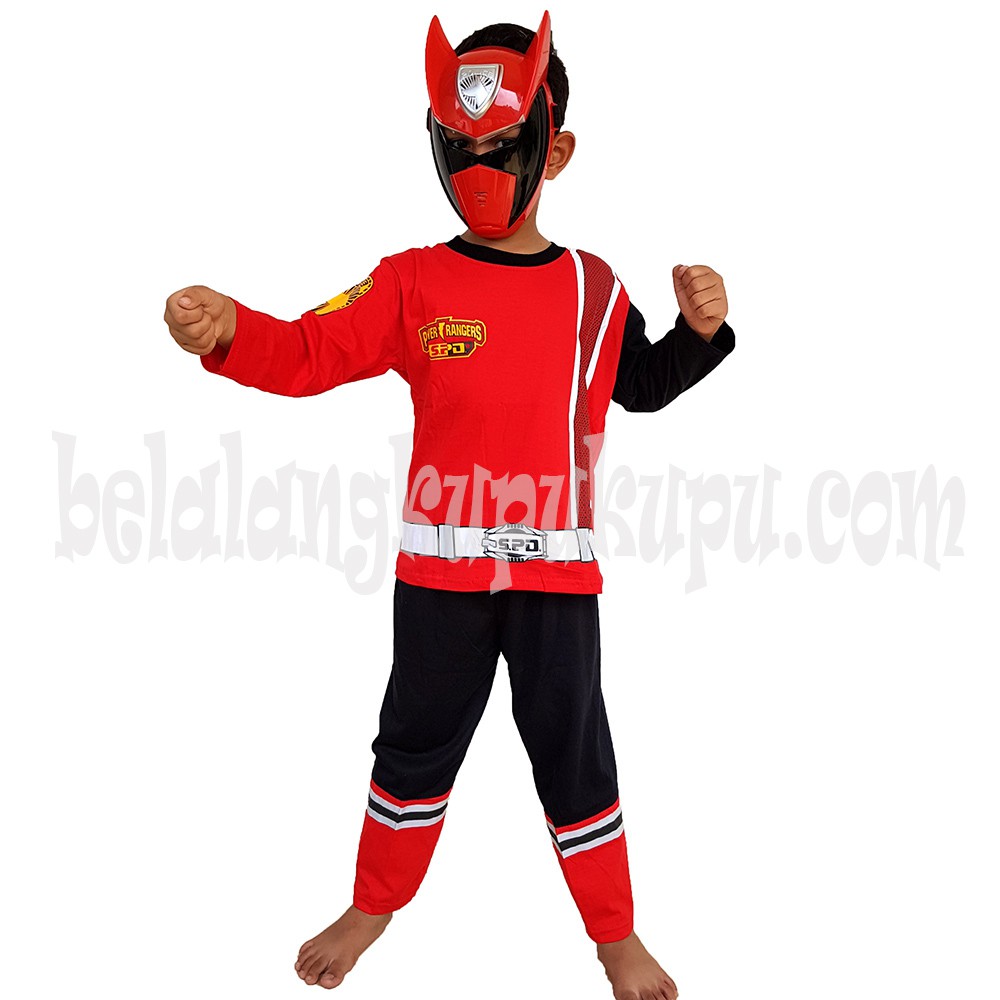 Baju Anak Kostum Topeng Superhero Pasukan 5 Pengawal