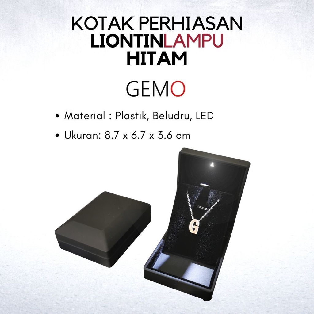 Kotak Perhiasan Berlampu Warna Hitam Set / Cincin / Liontin / Gelang / Kalung Koye / Jewelry Box Tempat Perhiasan Lampu LED Murah Cocok Untuk Gift / Hadiah, Lamaran, Mahar Pernikahan, Hantaran Tunangan, Seserahan Pernikahan