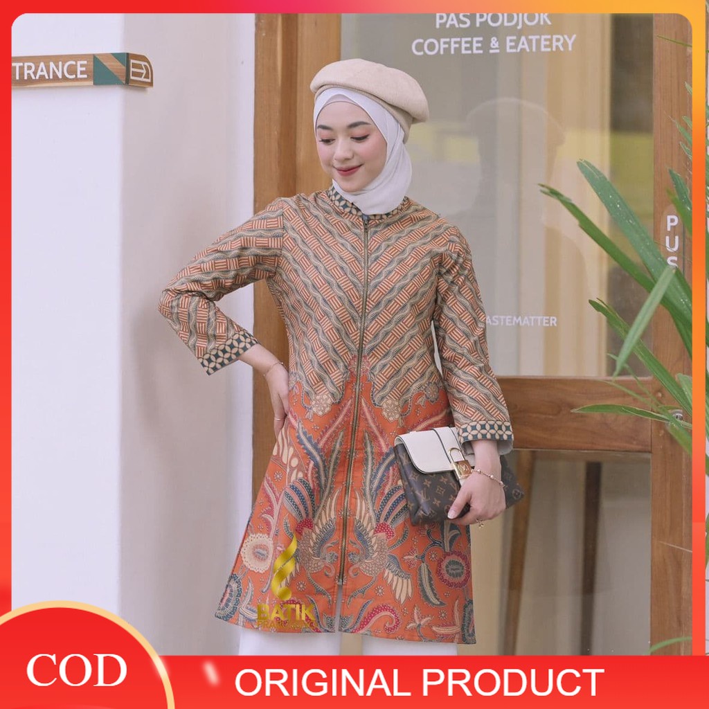 Batik Prabuseno Original Motif  Anggraeni Tunik Batik Wanita Lengan Panjang Terbaru 2022 Model Atasa