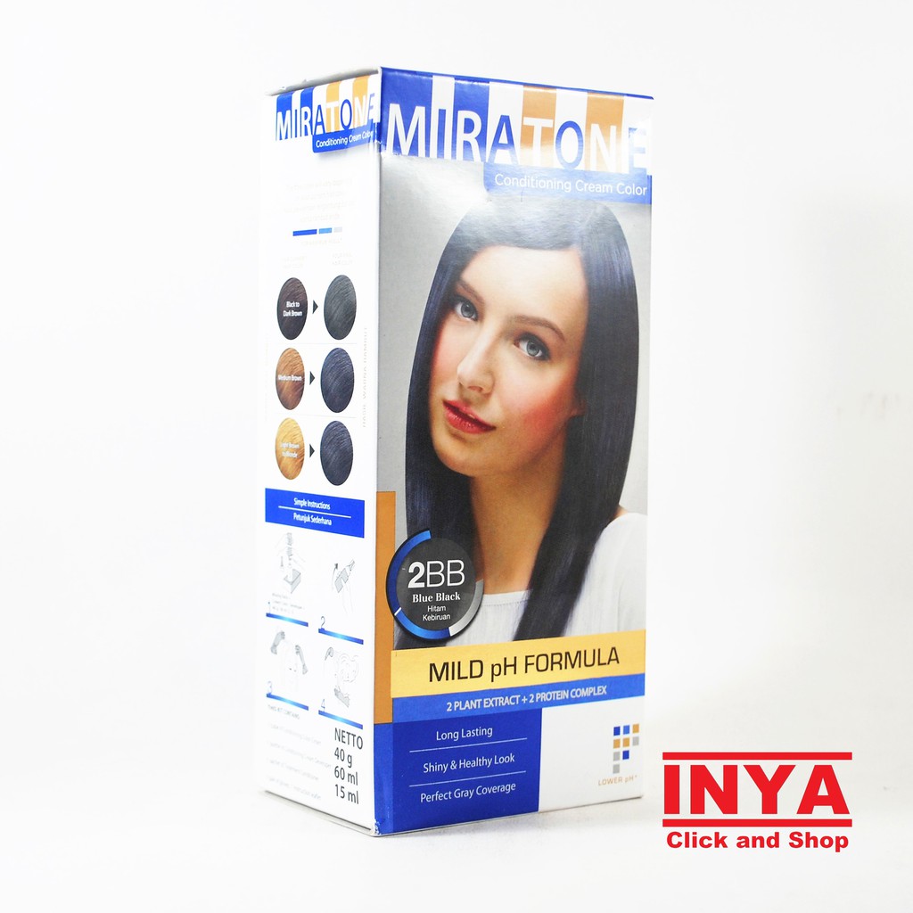 Semir Rambut MIRATONE CONDITIONING CREAM COLOR 2BB BLUE BLACK - HITAM KEBIRUAN