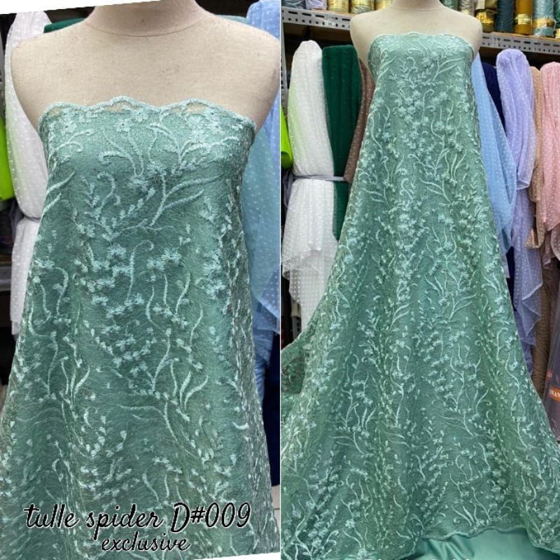 Bahan kebaya. Tile spider. Tulle mutiara, kain brukat. brokat kebaya. tile (harga persetengah meter)