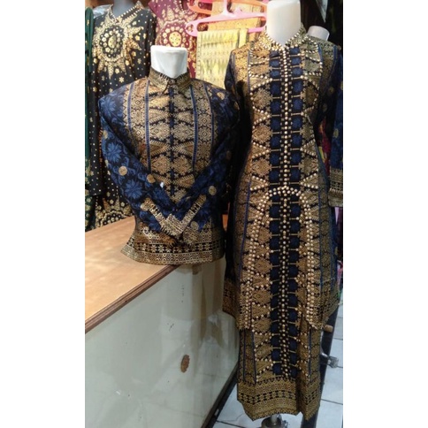 BAJU WANITA SETELAN BATIK MOTIF SONGKET PALEMBANG SET STELAN KURUNG COUPLE PASANGAN KONDANGAN KEBAYA