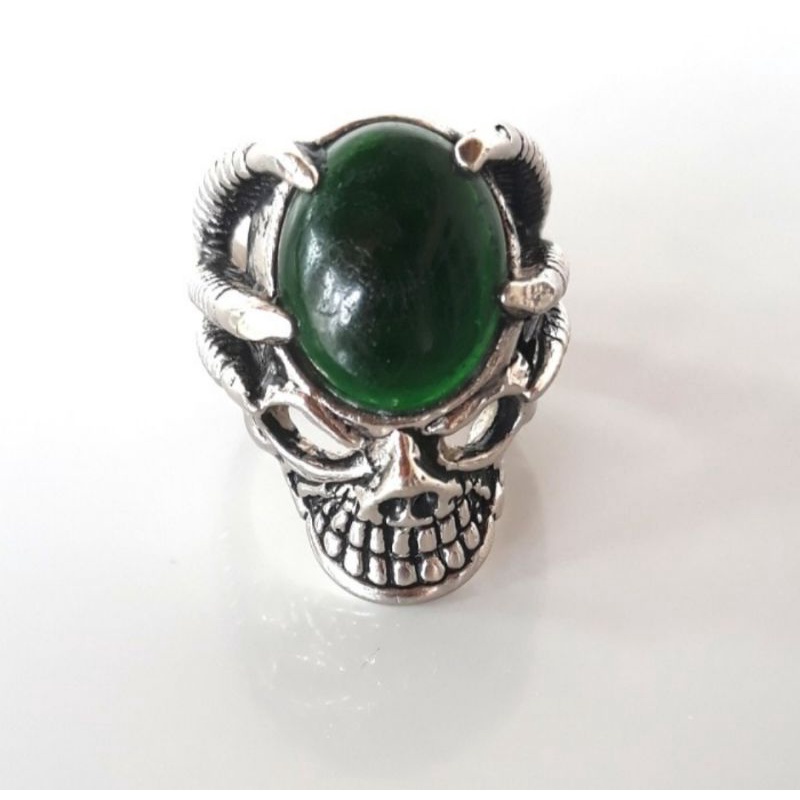 Ring akik bahan Monel casting/ emban tengkorak batu akik cincin pria - Tengkorak Size8