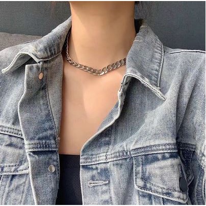 Kalung Choker Retro Rantai Besar Pipih Edgy Style Chain Necklace