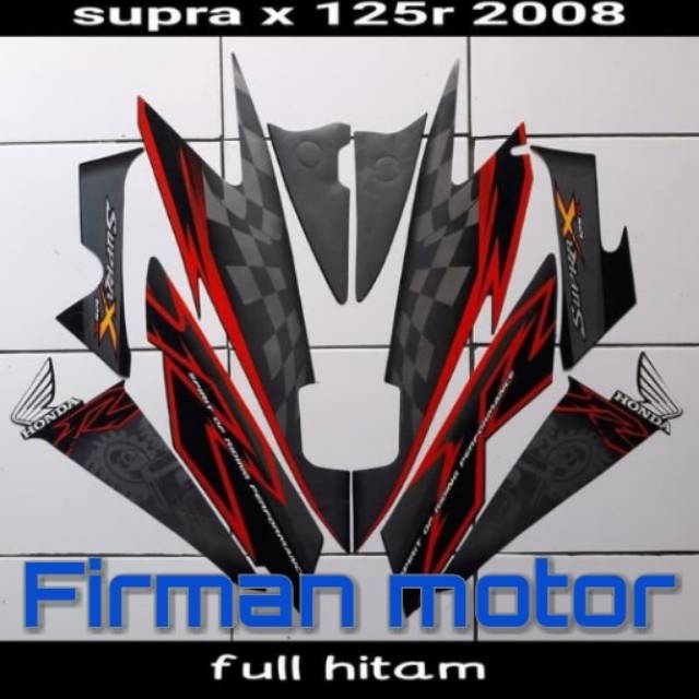 Stiker striping list body supra x 125 2008 full hitam
