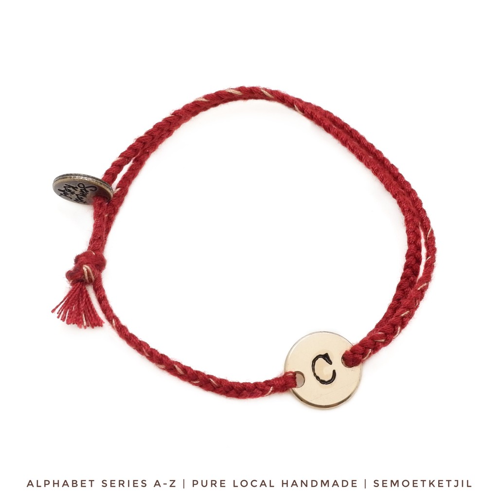 

Semoet Ketjil Gelang Boho Huruf Maroon A - M Dual Bohemian Reguler