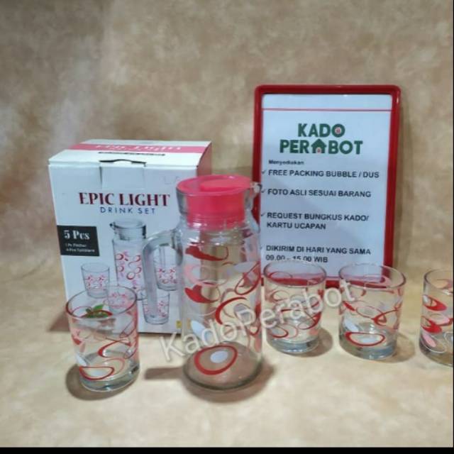 Teko set 5 pcs - pitcher set kaca isi 5  Epiclight - Drink set