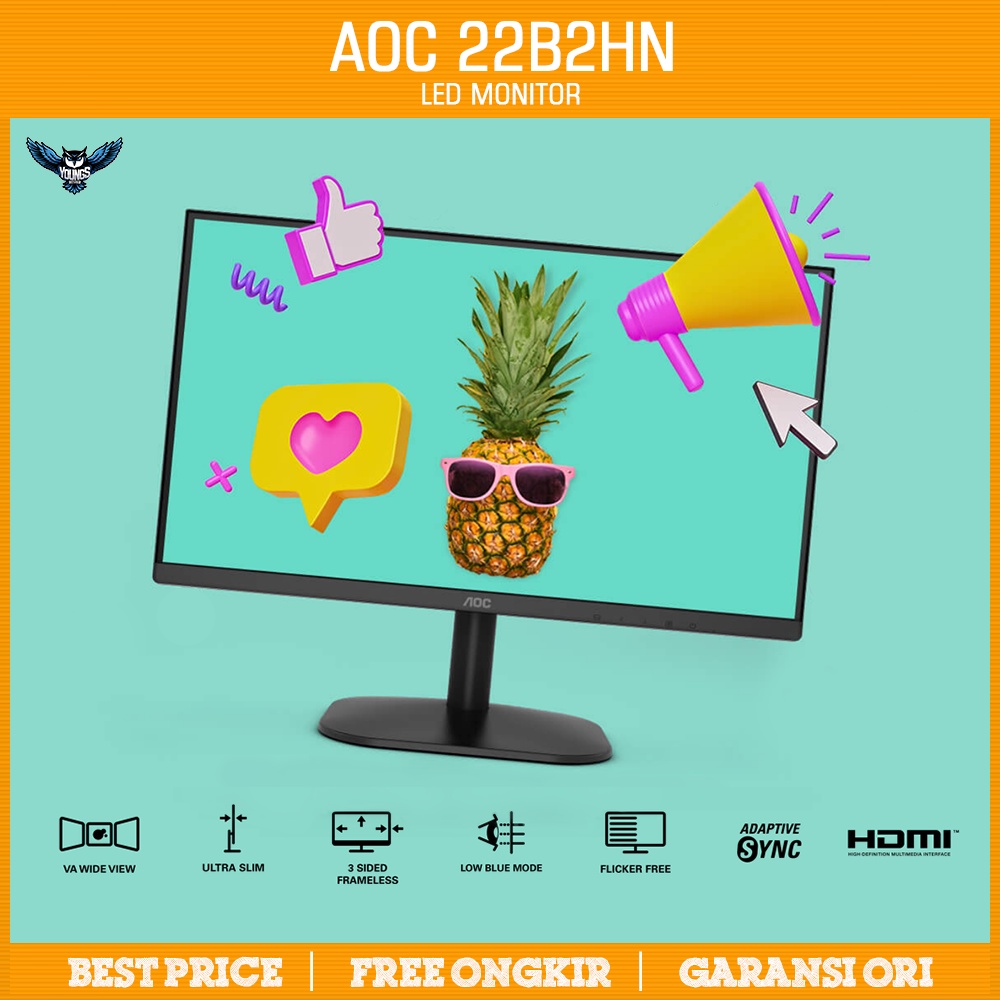 LED AOC 22B2HN 22&quot; VA 75Hz 7ms 1080P Ultra Slim Monitor 21.5&quot;