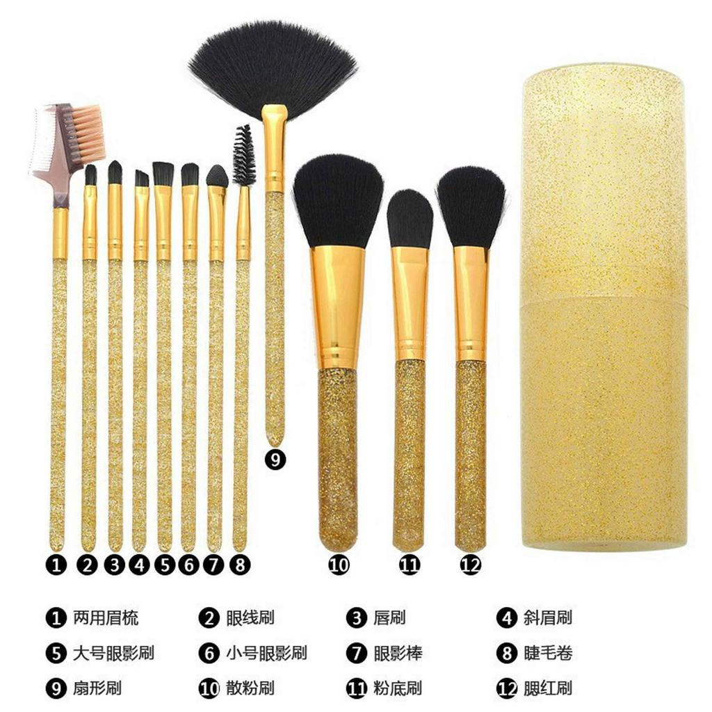 Kuas Tabung Glitter* Brush Make Up* Kuas Rias Bling* 1 Set Isi 12pc