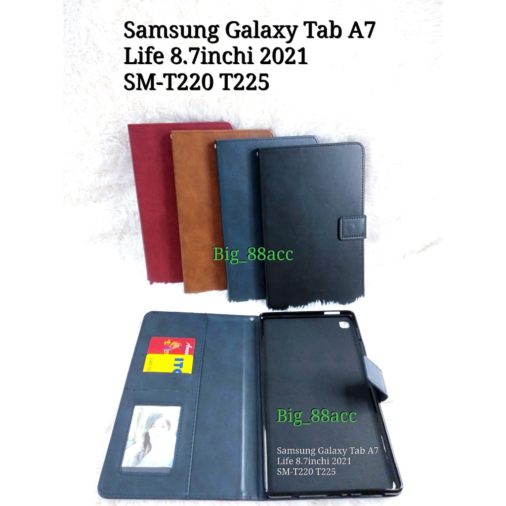 Leather Case Kulit Flip Cover Samsung Galaxy Tab A7Lite 8.7inchi SM-T220 T225 Premium