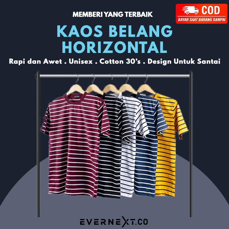 Kaos Belang Horizontal Unisex Distro Outfit Pria Wanita Cowok Cotton Combed 30 Outdoor Kerja kantor