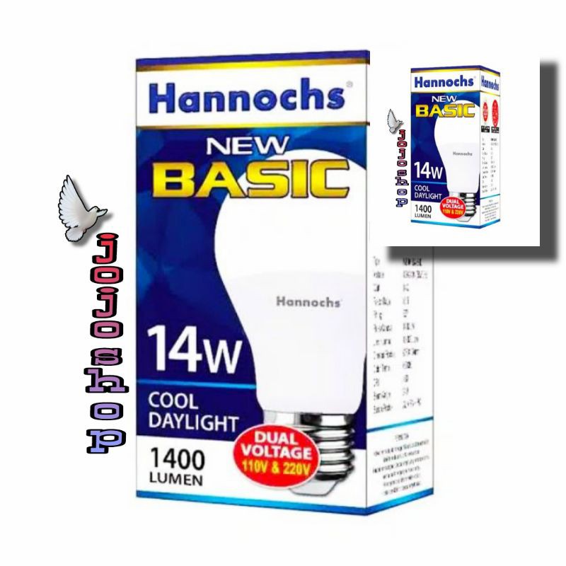 Bohlam Lampu Led Hannochs Basic 14 Watt cahaya putih