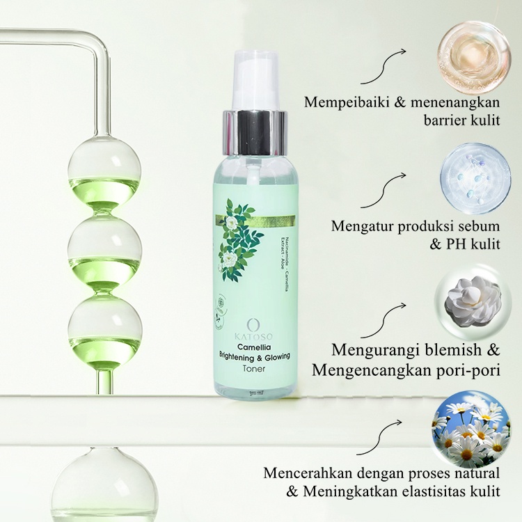 (BPOM) Katoso Camellia Brightening &amp; Glowing Toner Hydrating Toner Niacinamide Moisturizer Toner 100 ml