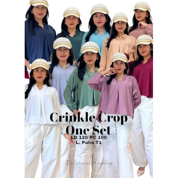 One Set Linen Setelan Formal Kerah Shanghai Jumbo