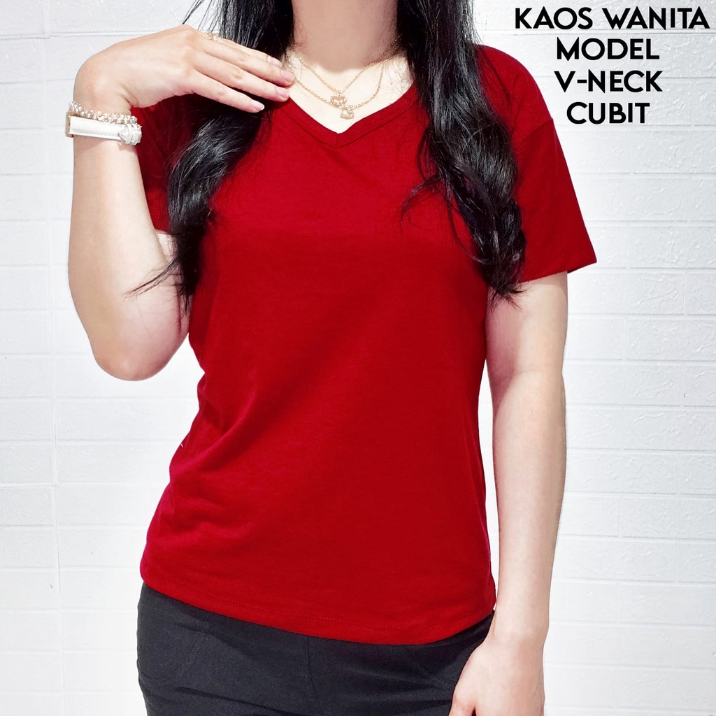 JESETA KAOS ATASAN WANITA V NECK CUBIT GROSIR MURAH ATASAN WANITA TSHIRT WANITA